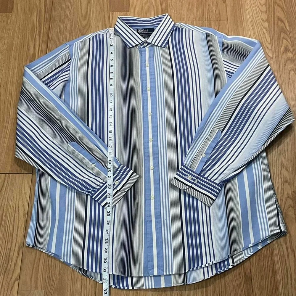 Polo Ralph Lauren Men’s Long Sleeve Dress Shirt 18 XXL Estate Custom Fit Striped